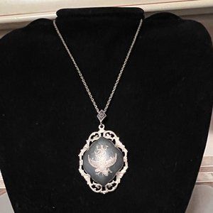 Vintage Siam Sterling Silver Kali Hindu Goddess Pendant Silver Tone Necklace